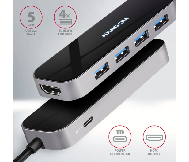 Axagon HMC-6H4A SuperSpeed USB-C COMBO 6in1 hub - 1485456 - zdjęcie 4